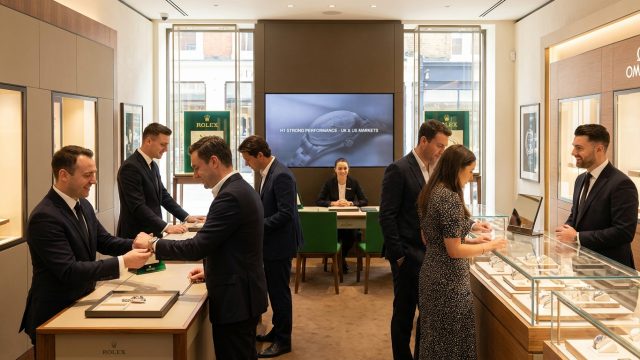 watches of switzerland annonce une performance commerciale solide et régulière au premier semestre au royaume-uni et aux états-unis, soulignant une croissance soutenue sur ces marchés clés.
