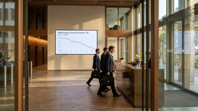 la banque nationale suisse diminue significativement ses achats de devises étrangères au troisième trimestre, impactant les marchés financiers et la politique monétaire.