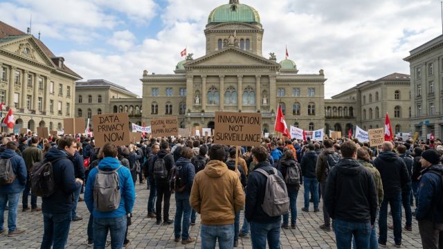 la communauté tech de berne se mobilise massivement contre une loi de surveillance controversée, craignant un impact négatif majeur sur l'économie locale.