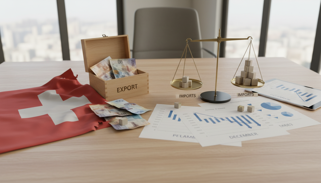 Le surplus commercial suisse se retrouve en baisse en décembre