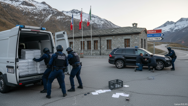 découverte et démantèlement d'un vaste réseau international de trafic de drogue opérant entre la france, la suisse et l'italie, avec l'arrestation de plusieurs suspects.