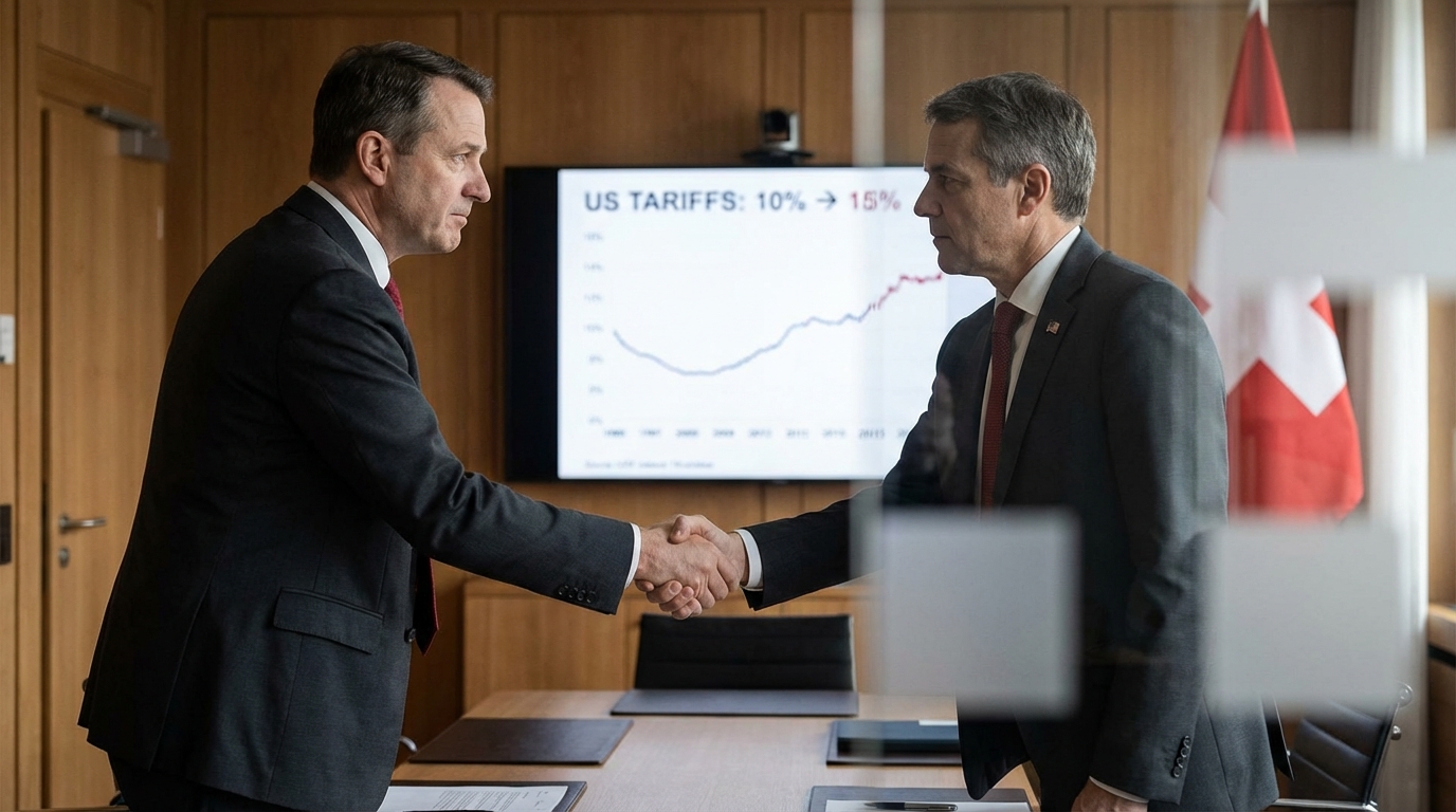 Donald Trump instaure des droits de douane progressifs à 10 puis 15%, la Suisse reste dans l&rsquo;incertitude