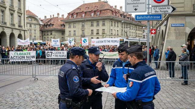 à l'approche du sommet du g7, la suisse sollicite l'aide de la france pour organiser et gérer l'accueil des manifestations, assurant ainsi la sécurité et la coordination des événements.