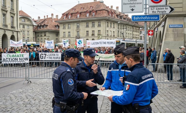 à l'approche du sommet du g7, la suisse sollicite l'aide de la france pour organiser et gérer l'accueil des manifestations, assurant ainsi la sécurité et la coordination des événements.