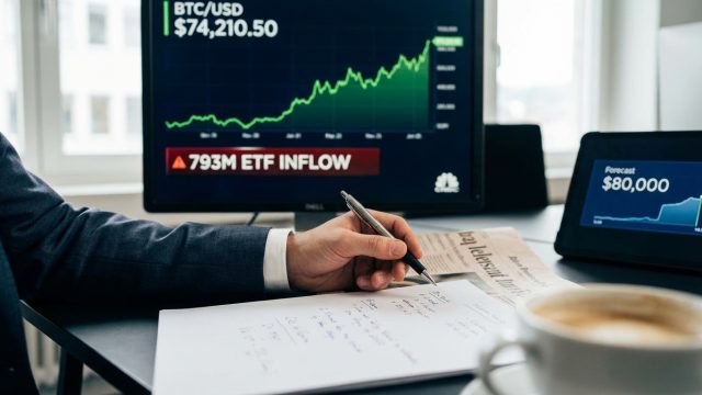 découvrez comment bitcoin atteint 74 000 $ grâce à une injection de 793 millions de dollars via les etf, et explorez les perspectives d'une montée possible vers un sommet à 80 000 $.
