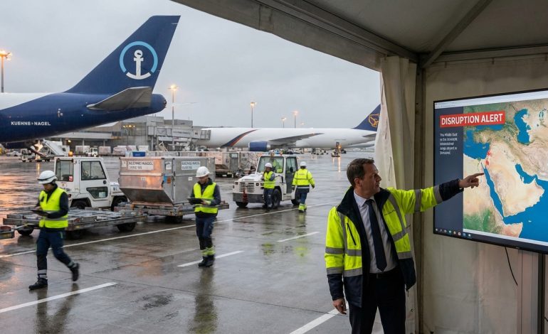 kuehne+nagel prévoit des perturbations dans le transport aérien en raison du conflit au moyen-orient, impactant la logistique et les chaînes d'approvisionnement internationales.