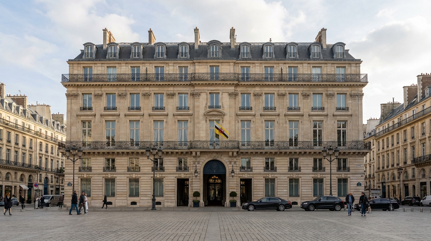 Le sultan de Brunei détient une somptueuse résidence à Paris, nichée sur l&rsquo;une des places les plus emblématiques de la capitale