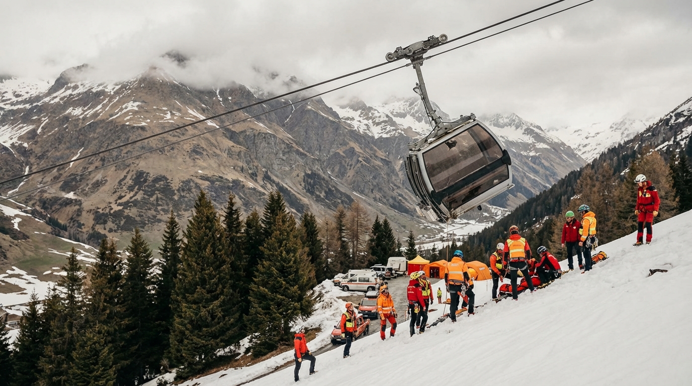 Tragédie en montagne : un accident de télécabine dans une station de ski suisse coûte la vie à une personne | TF1 Info