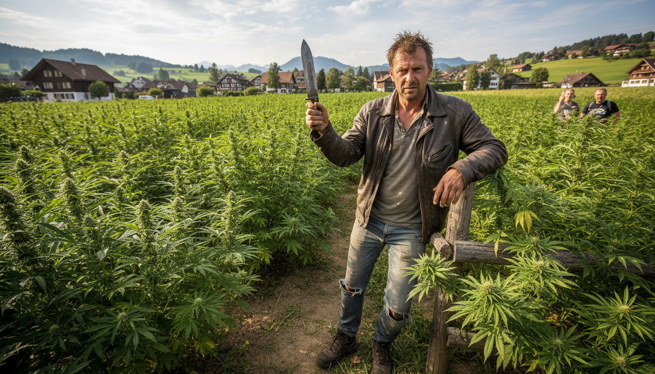 Un homme brandit un couteau en public et révèle involontairement sa plantation de cannabis