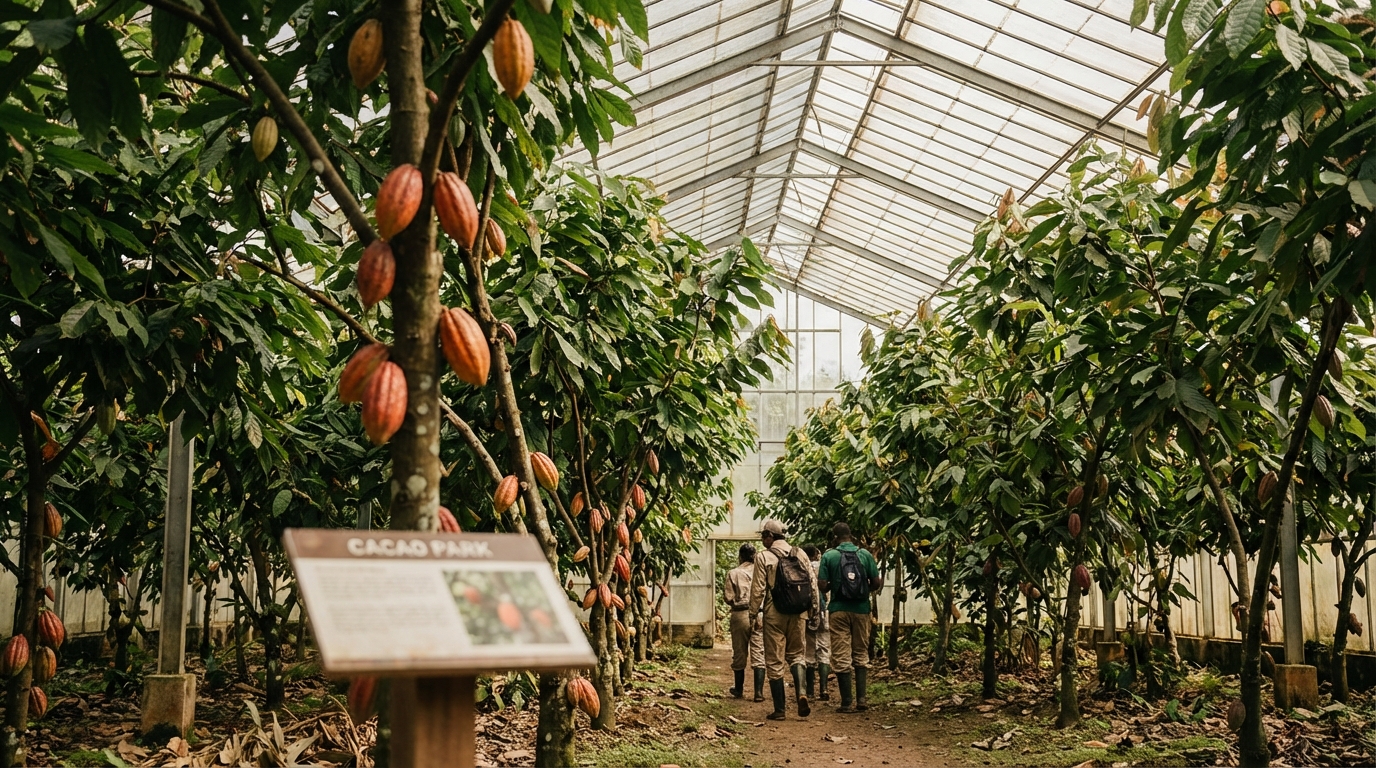 Une immersion de 5 heures au cœur d’immenses serres de cacaoyers : découvrez le futur grand parc entièrement dédié au chocolat en …