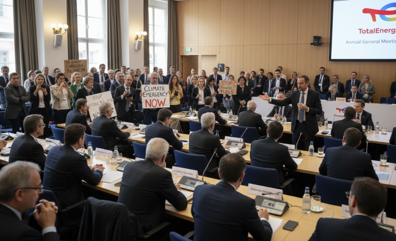 retour sur l'assemblée générale de totalenergies à paris, où le groupe a dû faire face à de vives critiques sur ses pratiques environnementales et stratégiques.