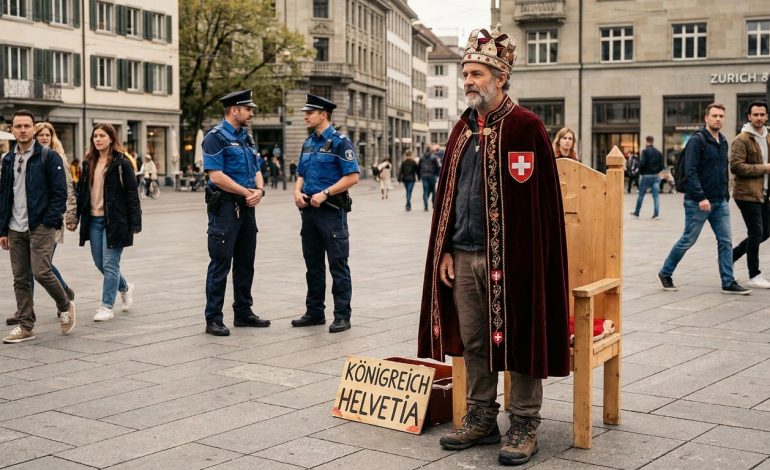 découvrez l'histoire du roi suisse autoproclamé dont le règne à plein temps provoque la colère des autorités.