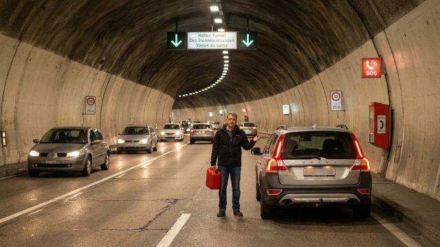 un automobiliste en panne d'essence dans un tunnel suisse se voit retirer son permis de conduire pour une durée de 2 ans, illustrant les conséquences sévères des infractions routières en suisse.