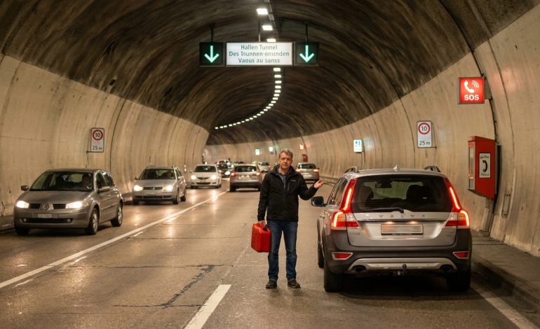 un automobiliste en panne d'essence dans un tunnel suisse se voit retirer son permis de conduire pour une durée de 2 ans, illustrant les conséquences sévères des infractions routières en suisse.