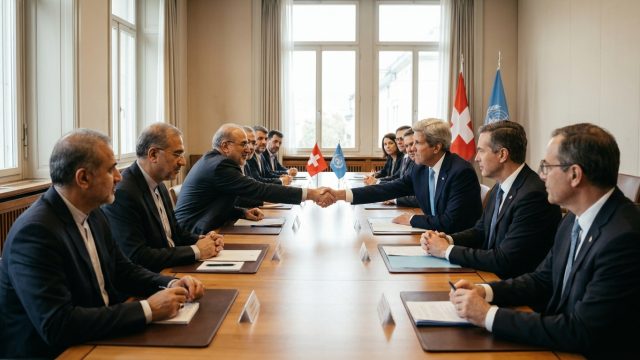 les délégations iraniennes et américaines se retrouvent en suisse pour discuter du conflit au moyen-orient, avec une annonce majeure attendue de téhéran.
