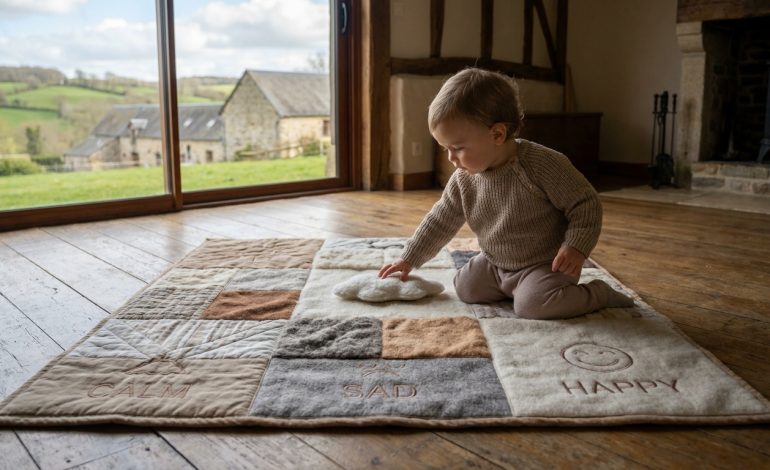 En Suisse Normande, un tapis de lecture sensoriel explore corps et émotions pour les tout-petits