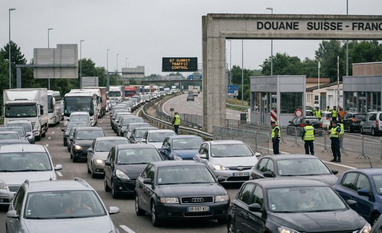 découvrez comment les embouteillages aux frontières franco-suisses lors du g7 contrastent avec les craintes initiales d'une crise majeure.