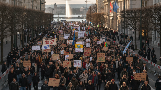 à genève, des milliers de manifestants se rassemblent pour exprimer leur opposition au g7, quelques jours avant le sommet prévu en france, témoignant d'une mobilisation citoyenne intense.
