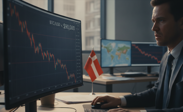 le bitcoin tombe en dessous des 90 000 $ en raison des préoccupations fiscales croissantes au groenland, impactant fortement le marché des cryptomonnaies.