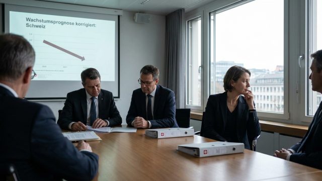 le ministère de l'économie suisse revoit à la baisse ses prévisions de croissance, signalant un ralentissement économique pour la suisse.
