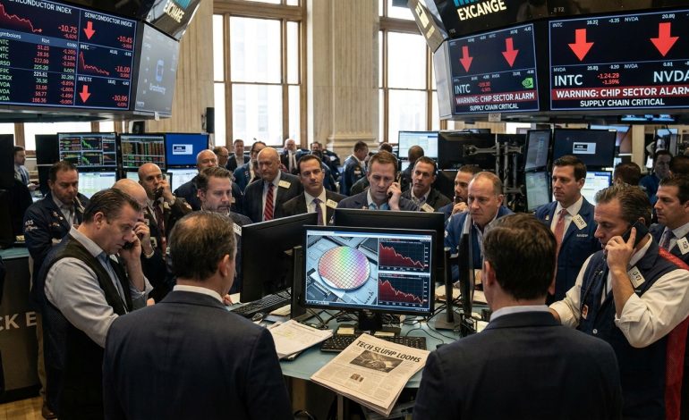 wall street s'apprête à plonger alors que les semi-conducteurs lancent un signal d'alerte inquiétant, menaçant les marchés financiers.