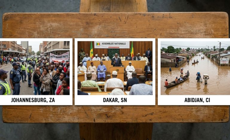 hebdomadaire afrique : analyse des tensions xénophobes en afrique du sud, focus sur les réformes majeures au sénégal et retour sur les inondations dévastatrices en côte d'ivoire.
