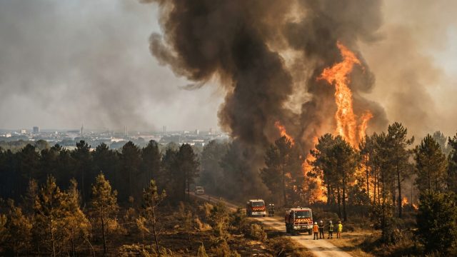 incendie géant en gironde : le feu progresse rapidement et se trouve désormais à seulement 15 km de l'agglomération de bordeaux, mobilisant d'importants moyens pour protéger les habitants et les zones environnantes.