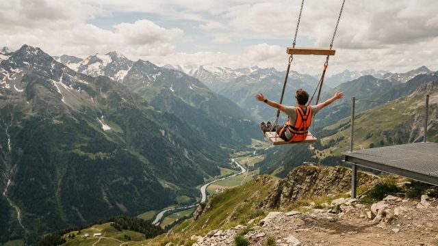 vivez une aventure inoubliable en suisse avec la balançoire géante qui vous fait s'envoler au-dessus des alpes, pour des sensations fortes garanties et des panoramas époustouflants.