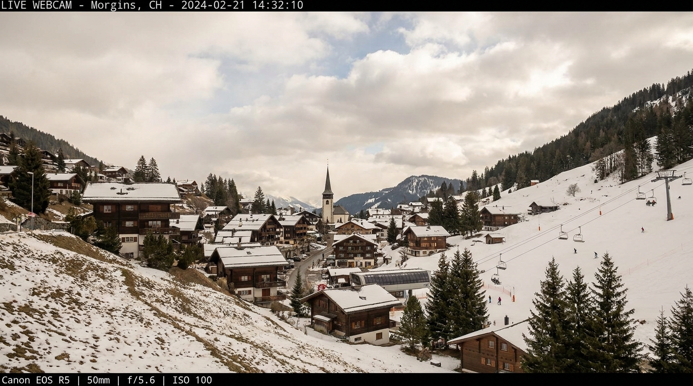 Vue en direct de la webcam à Morgins – Découvrez le village et la station de Foilleuse