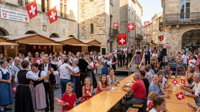 à narbonne, l’association suisse de l’aude et des pyrénées-orientales célèbre avec passion la fête nationale, réunissant communauté et traditions dans une ambiance conviviale.