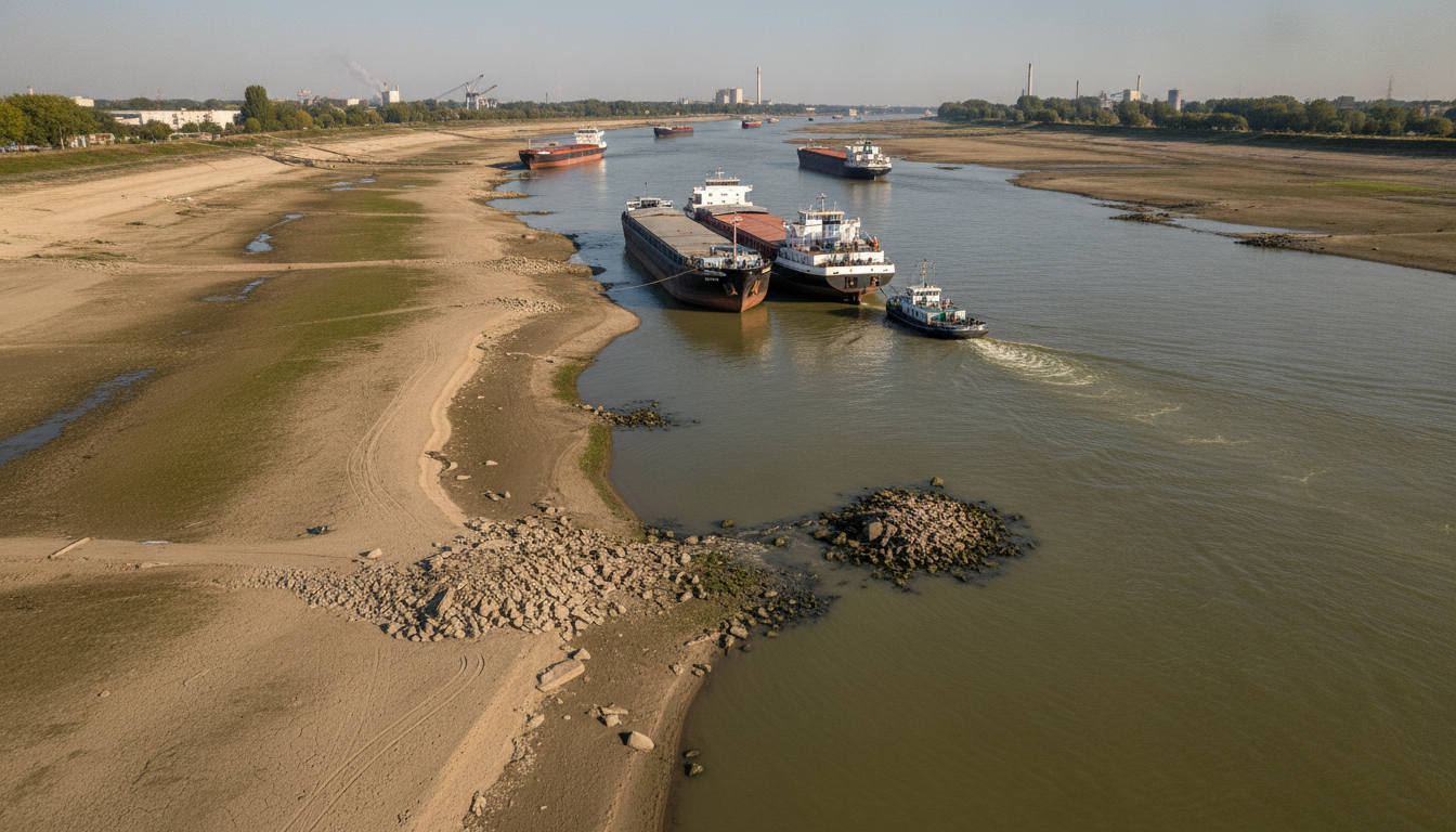 Le Rhin à son niveau le plus bas : une crise sans précédent pour le commerce fluvial