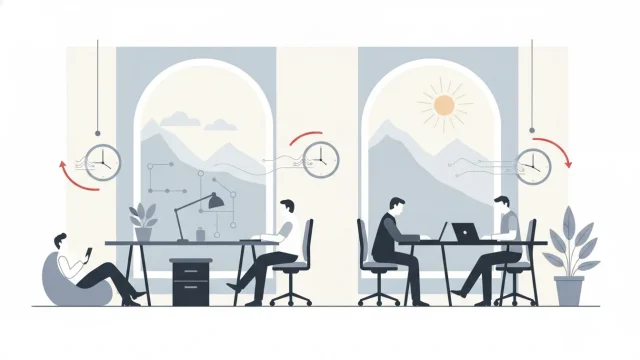 Espace de travail moderne dans une start-up avec des salariés en période de travail flexible.